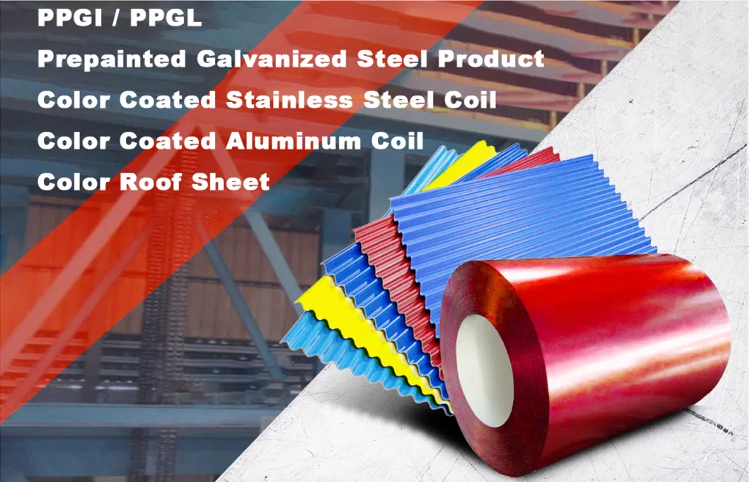 0.3mm 0.6mm 0.45mm Z30-Z275 3D PPGI Ral9003 Ral9016 White Board Blue Red Green PVDF PE Gi Color Coated Prepainted Galvanized PPGI PPGL Steel Roofing Coil