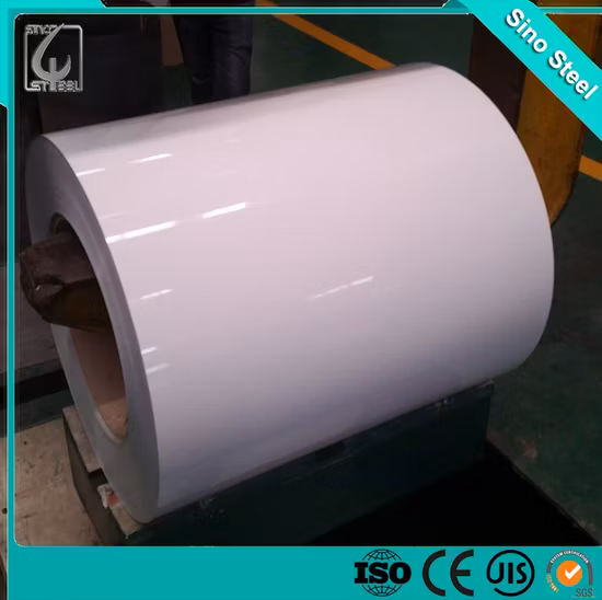 Bobina de aço pré-pintada de filme plástico de PVC ASTM A792 Ral9003 PPGL para folha de telhado de painel sanduíche